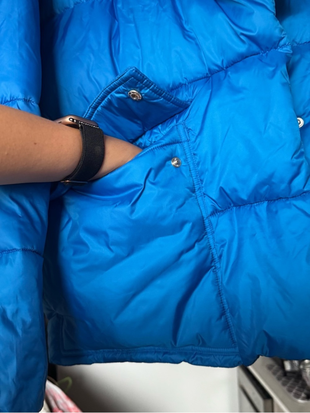 NVLT NWT Wonder Puff Cropped Puffer Jacket XL Detachable Hood Ocean - Picture 7 of 15